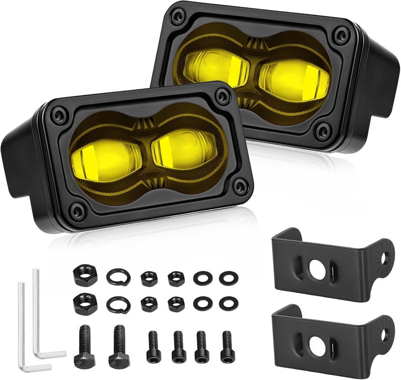 AKD Part 3 Inch SAE Yellow LED Fog Lights 40W CREE LED Pods Cut-off Low Beam DOT Mini Light Pods Yellow Small Offroad Lights Fog Lights 2 Packs for Truck Pickup Motorcycle Dirt Bike SUV UTV ATV - Image 1